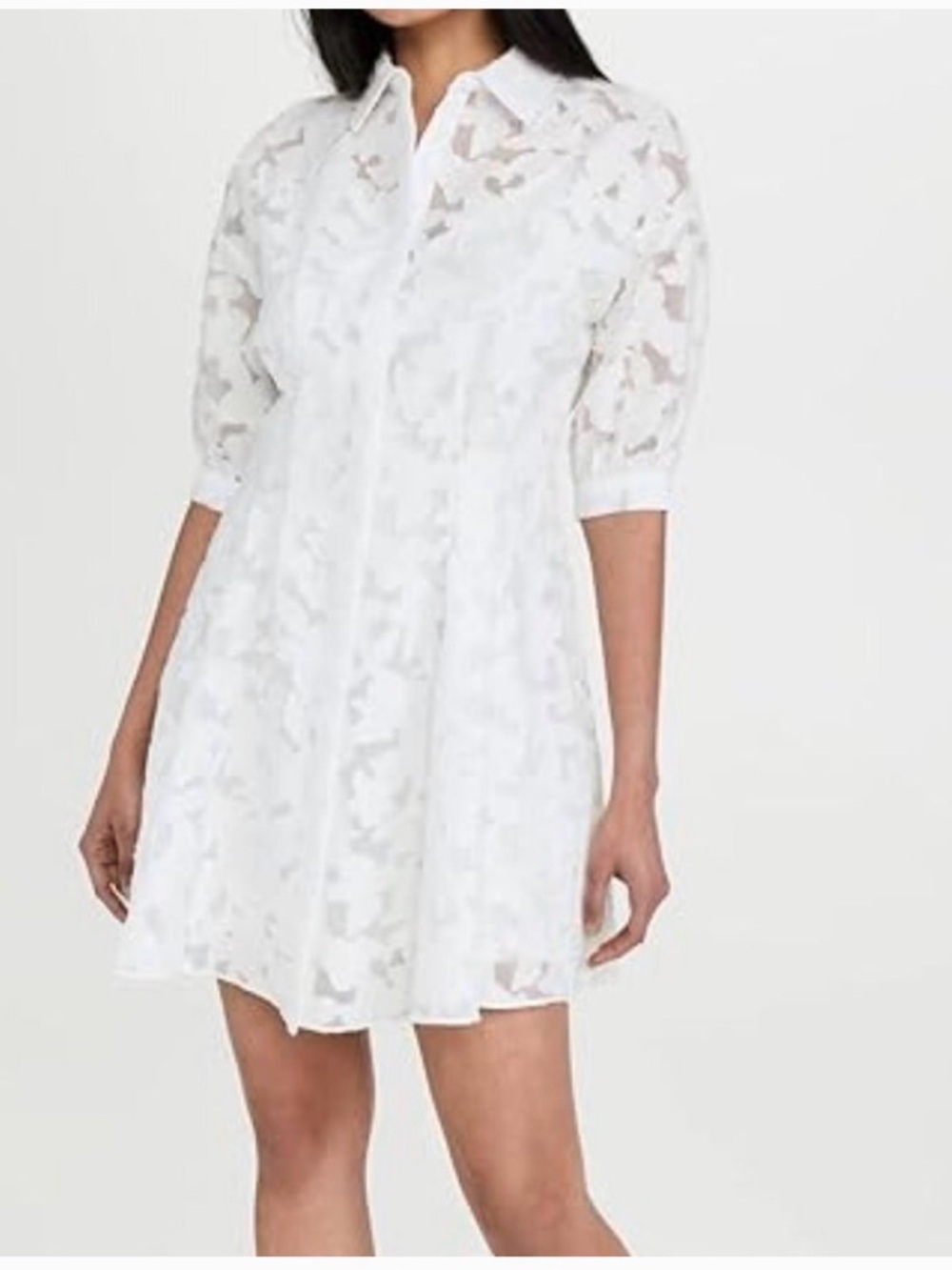 Club Monaco White Floral Eyelet Shirt Dress